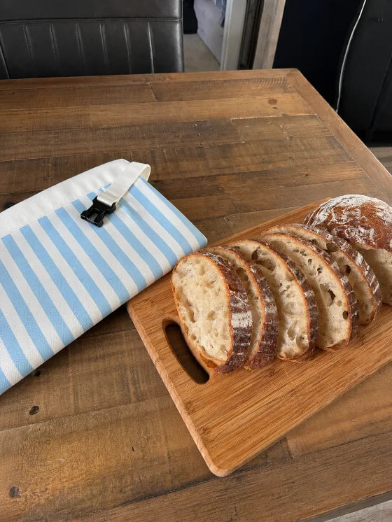 Customer photo of a blueberry Crummy bag with two loaves